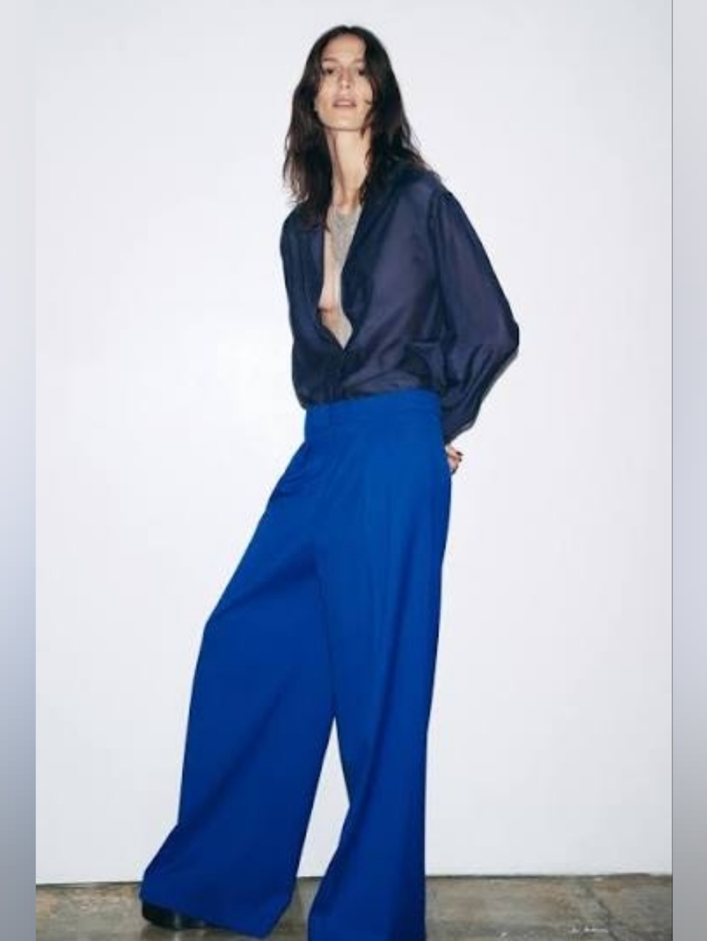 Zara ZW COLLECTION WIDE-LEG DARTED TROUSERS